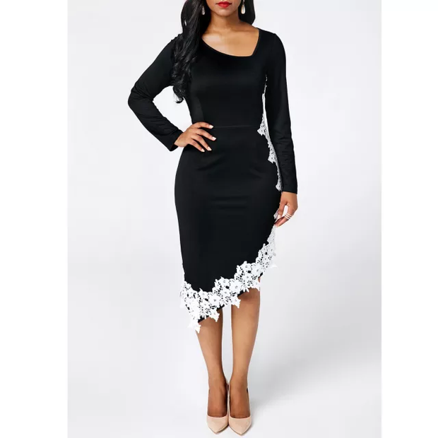 Irregular womens casual dress with lace – OnlineDealFind.com